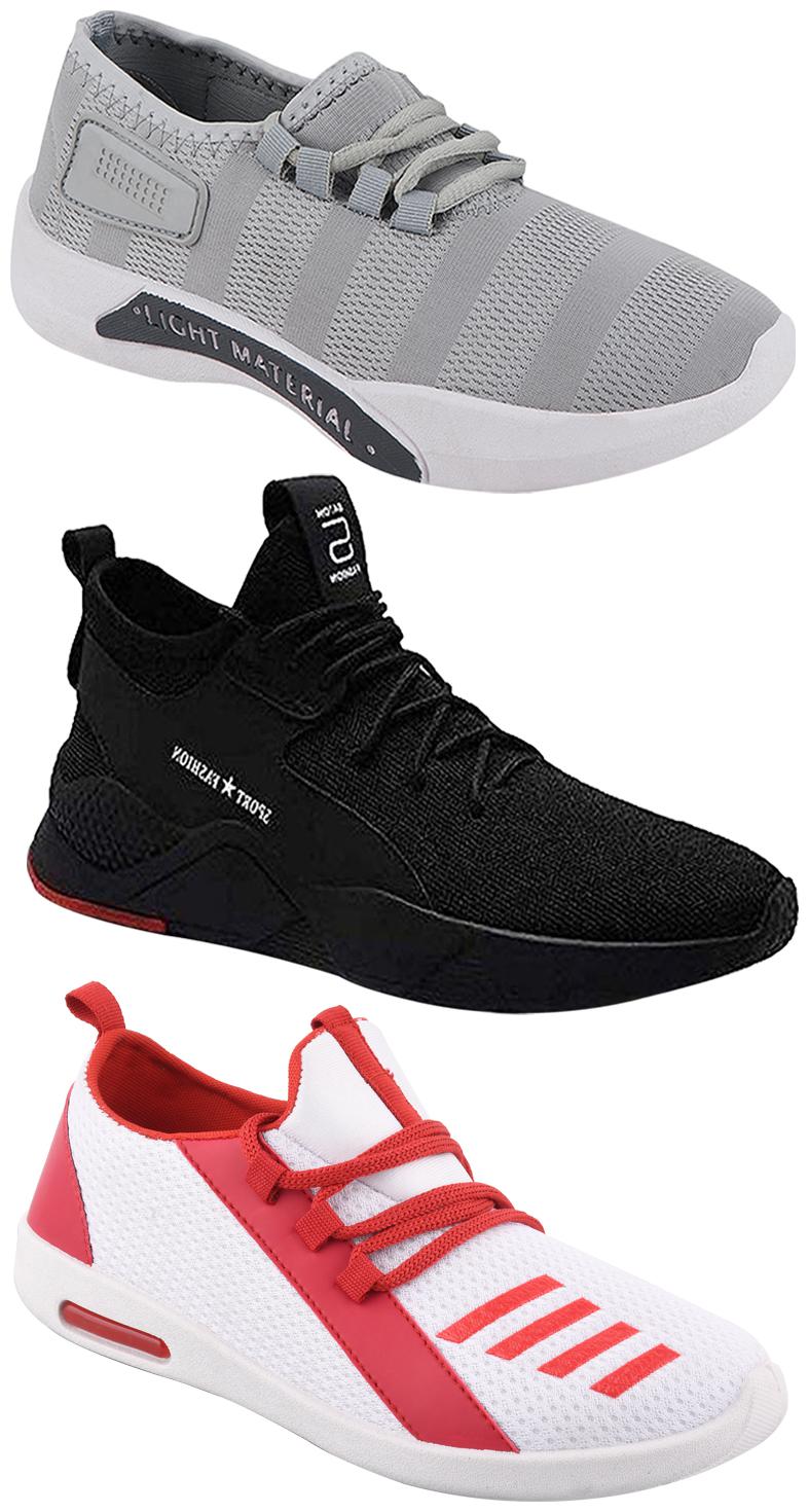 

Birde Men Multicolor Mesh Canvas Casual Sports Sneakers Runnning Shoes for Men s Boy s - UK10 (Combo of 3)