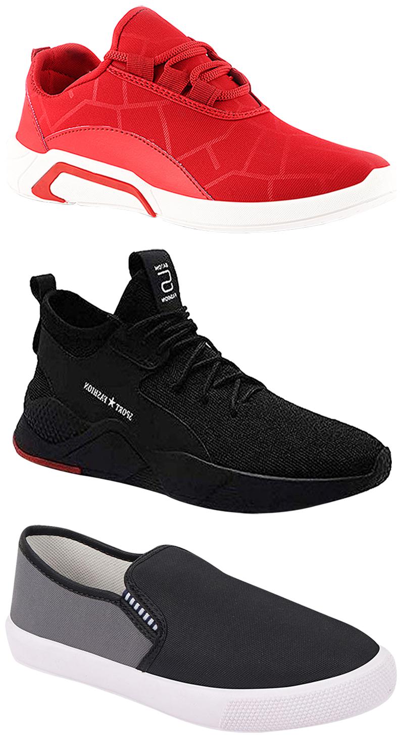 

Birde Men Multicolor Mesh Canvas Casual Sports Sneakers Runnning Shoes for Men s Boy s - UK7 (Combo of 3)