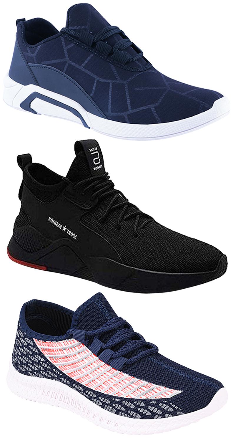 

Birde Men Multicolor Mesh Canvas Casual Sports Sneakers Runnning Shoes for Men s Boy s - UK8 (Combo of 3)