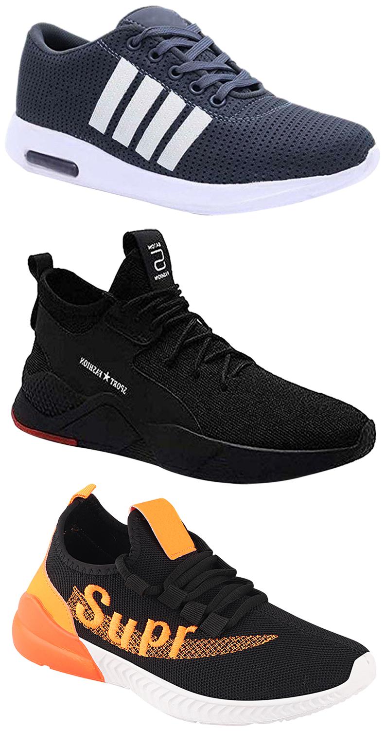 

Birde Men Multicolor Mesh Canvas Casual Sports Sneakers Runnning Shoes for Men s Boy s - UK10 (Combo of 3)