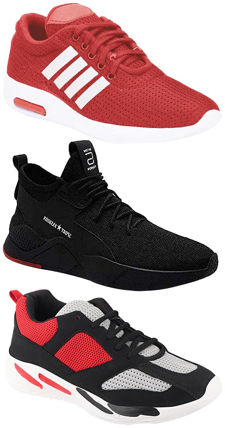 

Birde Men Multicolor Mesh Canvas Casual Sports Sneakers Runnning Shoes for Men s Boy s - UK10 (Combo of 3)