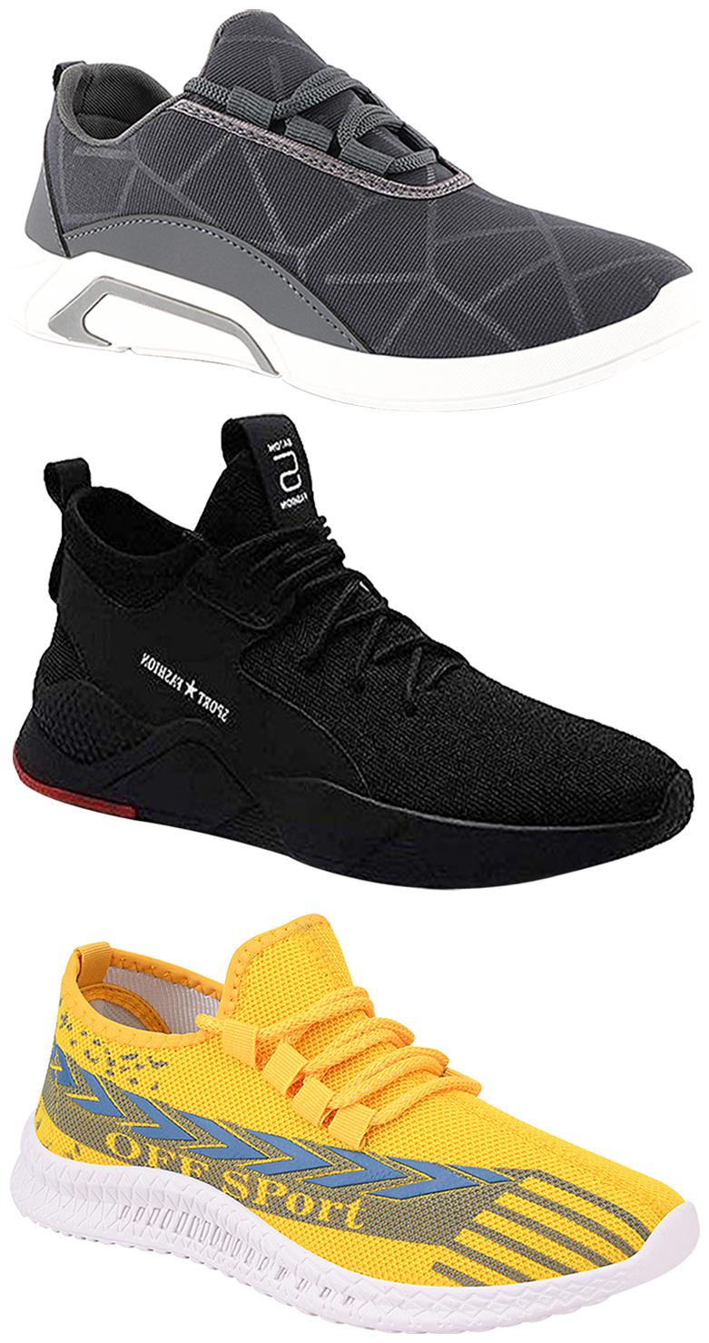 

Birde Men Multicolor Mesh Canvas Casual Sports Sneakers Runnning Shoes for Men s Boy s - UK6 (Combo of 3)