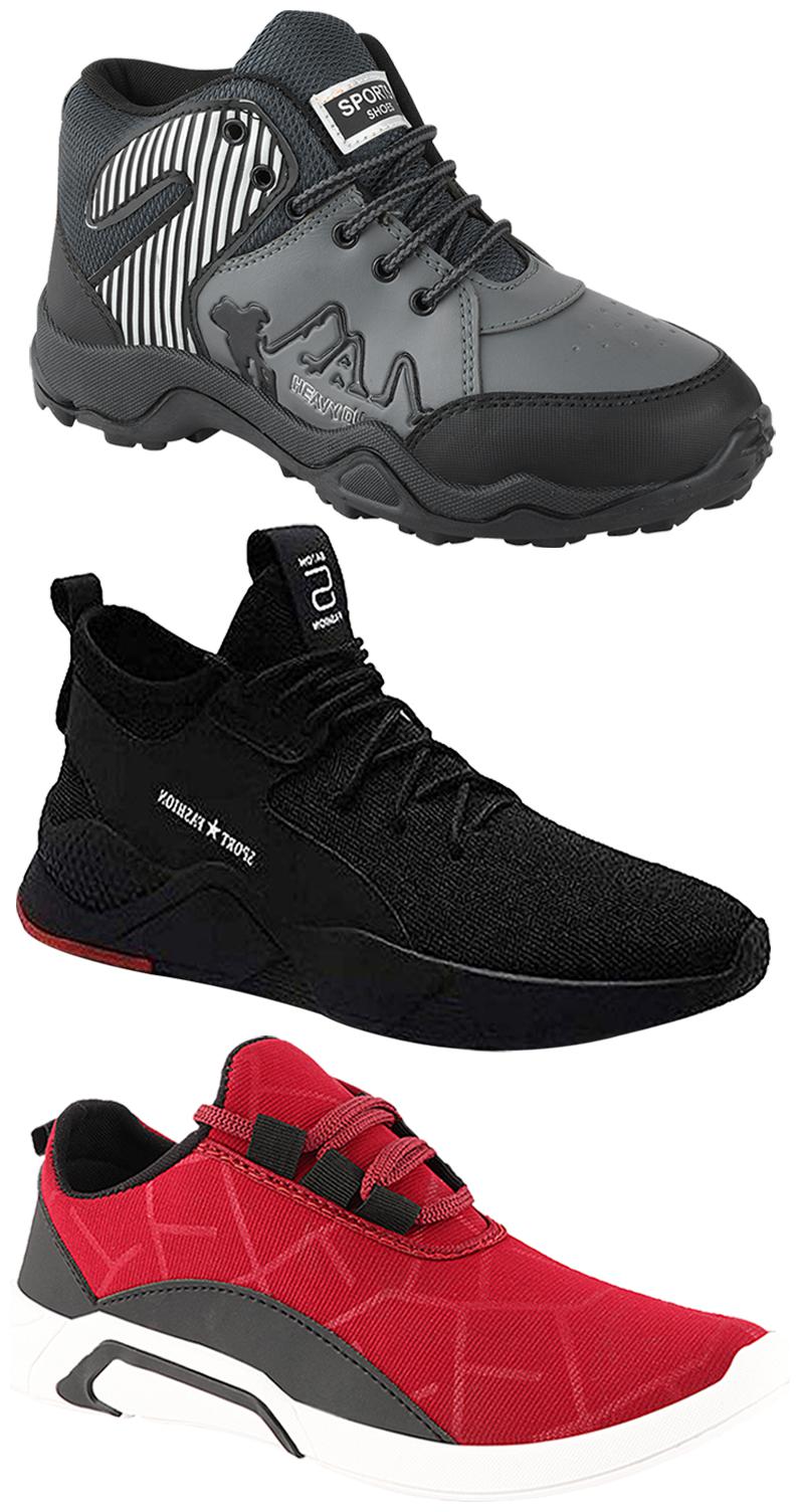 

Birde Men Multicolor Mesh Canvas Casual Sports Sneakers Runnning Shoes for Men s Boy s - UK10 (Combo of 3)