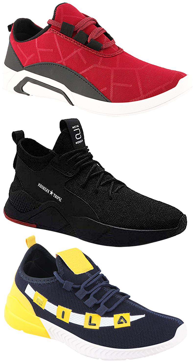 

Birde Men Multicolor Mesh Canvas Casual Sports Sneakers Runnning Shoes for Men s Boy s - UK8 (Combo of 3)