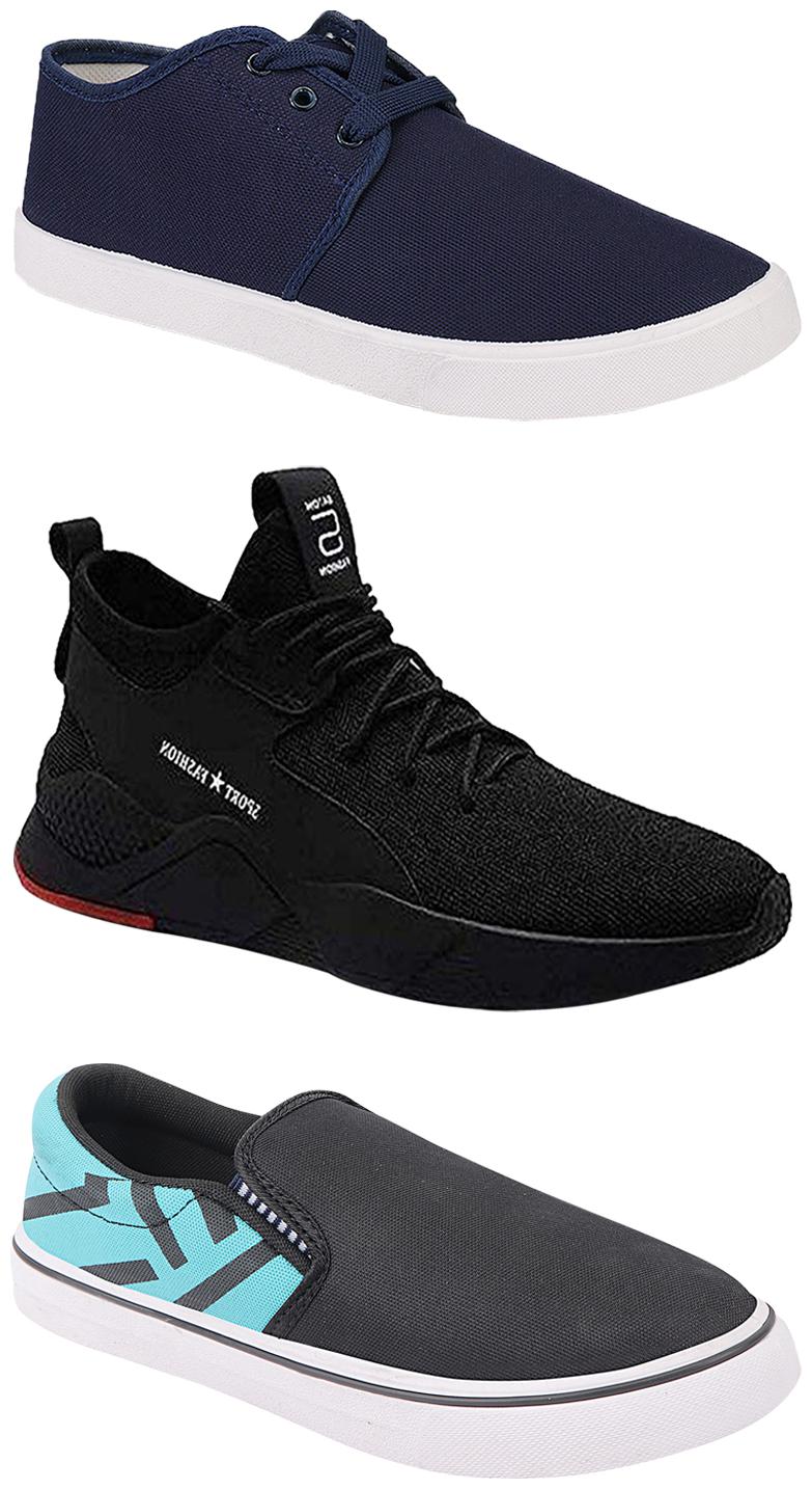 

Birde Men Multicolor Mesh Canvas Casual Sports Sneakers Runnning Shoes for Men s Boy s - UK8 (Combo of 3)