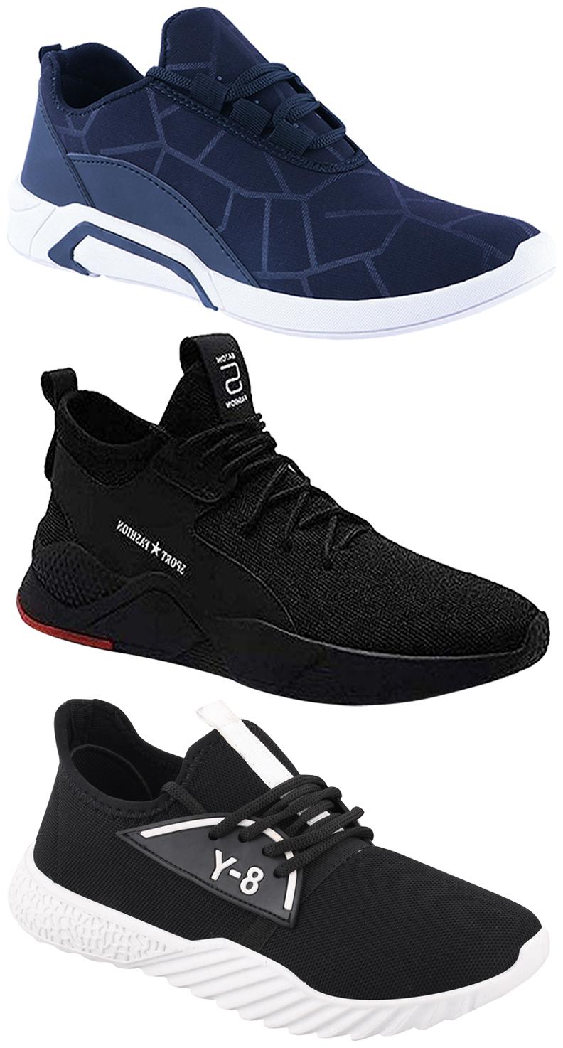 

Birde Men Multicolor Mesh Canvas Casual Sports Sneakers Runnning Shoes for Men s Boy s - UK8 (Combo of 3)