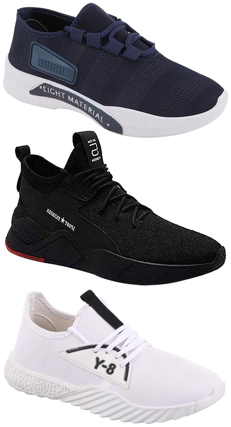 

Birde Men Multicolor Mesh Canvas Casual Sports Sneakers Runnning Shoes for Men s Boy s - UK8 (Combo of 3)