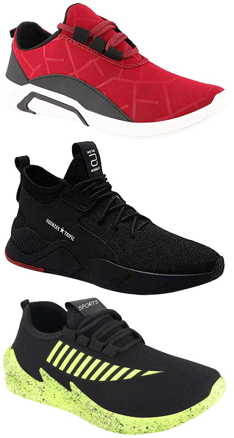

Birde Men Multicolor Mesh Canvas Casual Sports Sneakers Runnning Shoes for Men s Boy s - UK10 (Combo of 3)