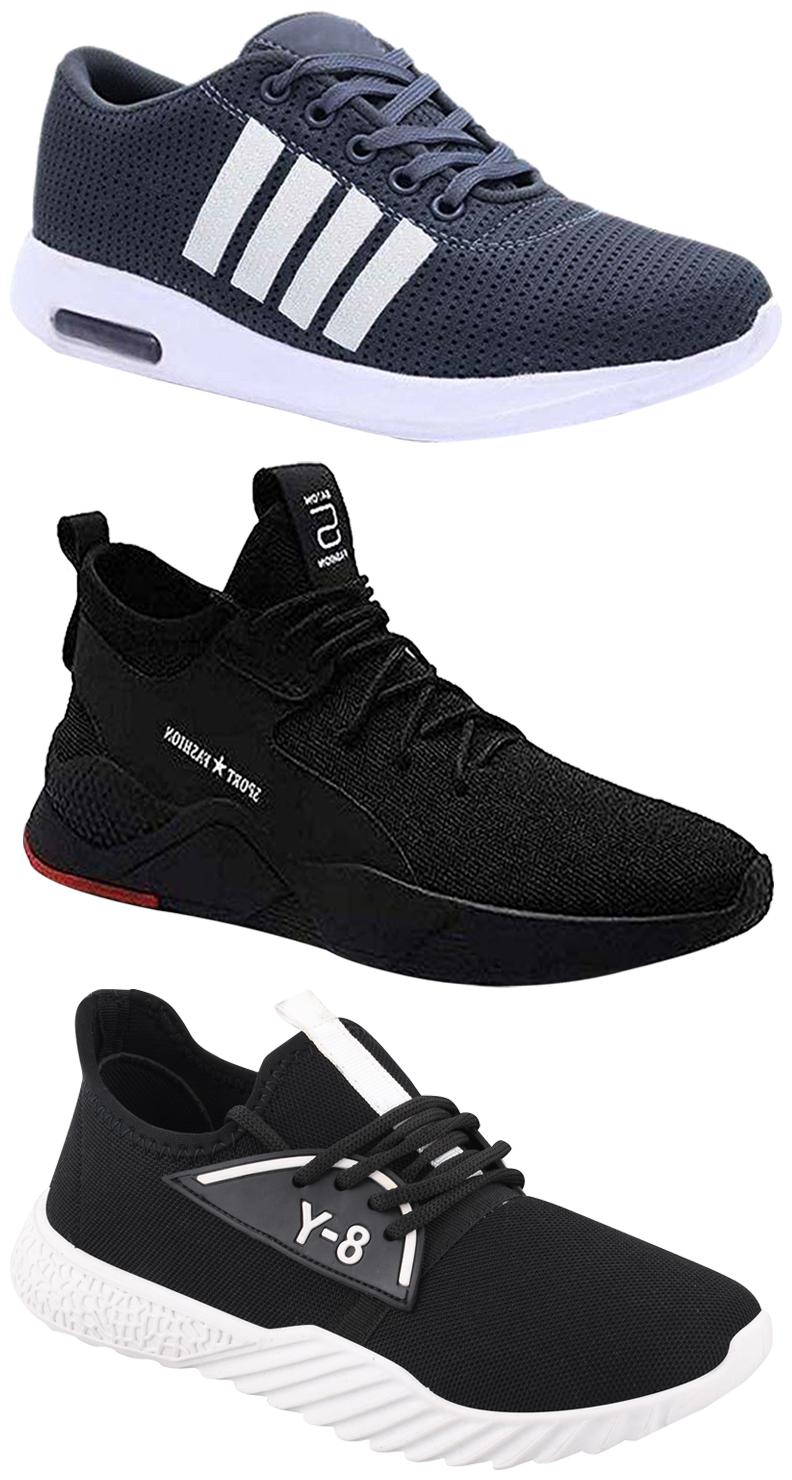 

Birde Men Multicolor Mesh Canvas Casual Sports Sneakers Runnning Shoes for Men s Boy s - UK7 (Combo of 3)