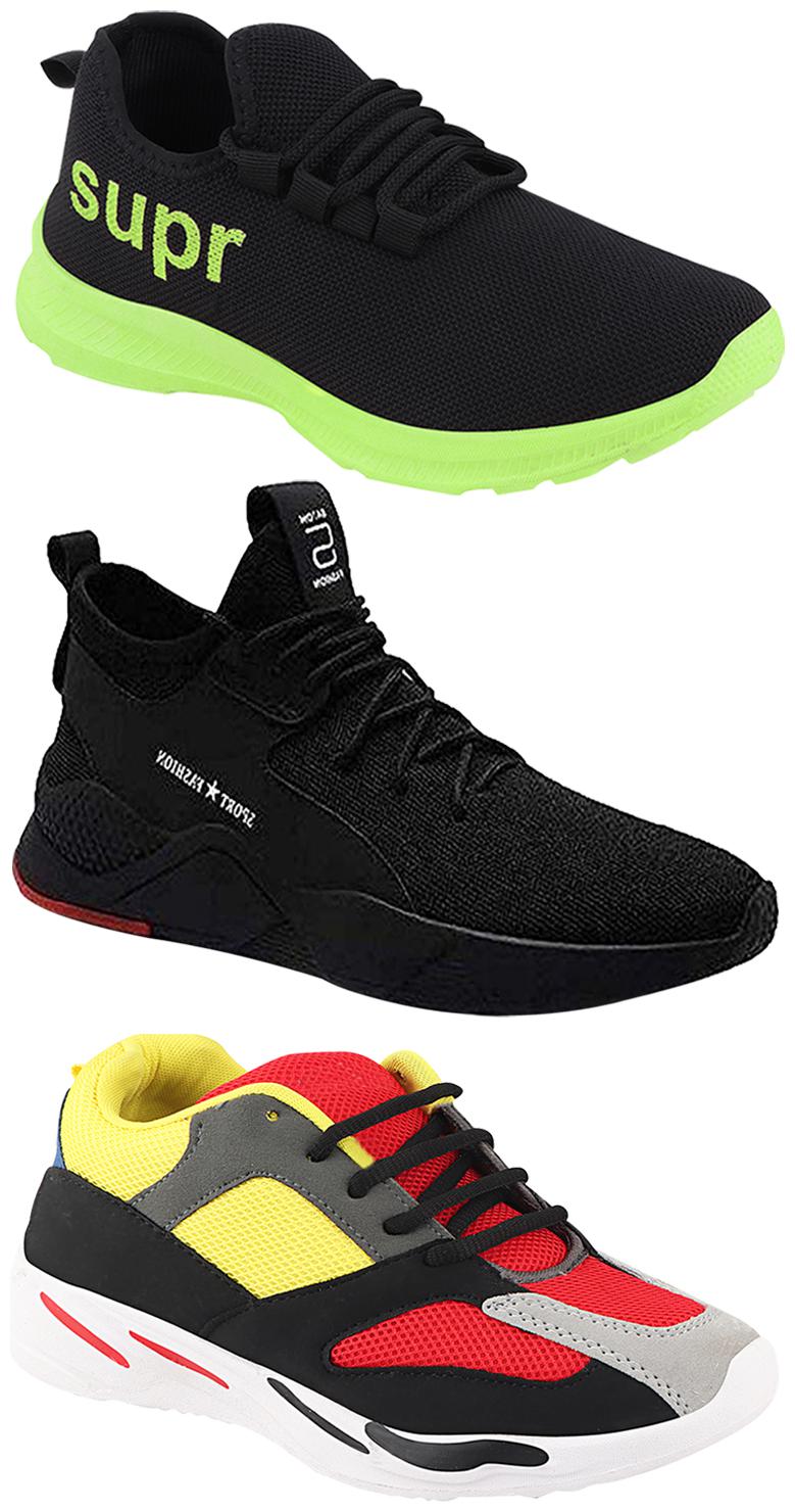 

Birde Men Multicolor Mesh Canvas Casual Sports Sneakers Runnning Shoes for Men s Boy s - UK7 (Combo of 3)