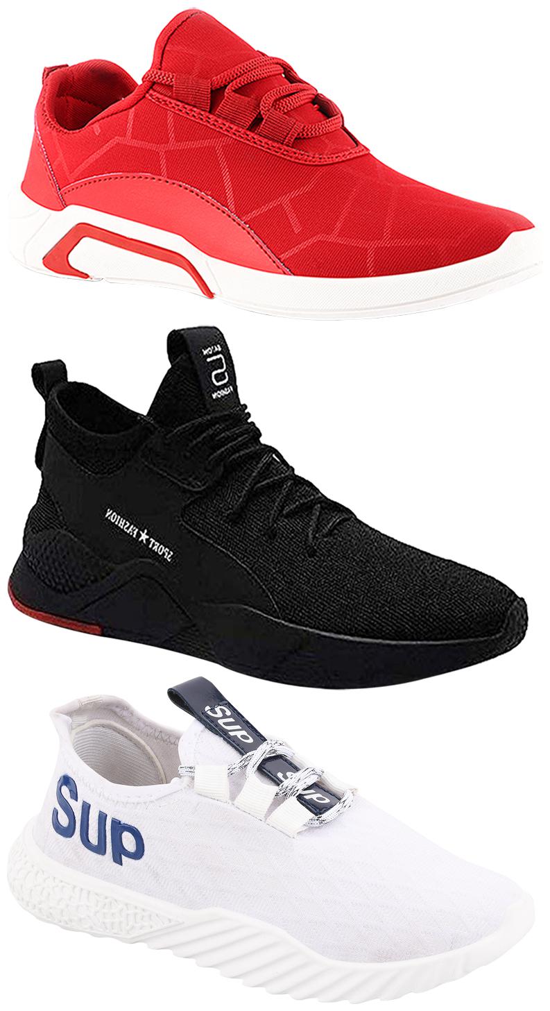 

Birde Men Multicolor Mesh Canvas Casual Sports Sneakers Runnning Shoes for Men s Boy s - UK6 (Combo of 3)