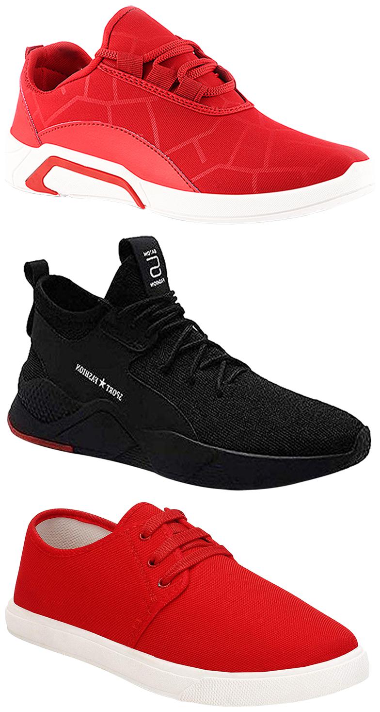 

Birde Men Multicolor Mesh Canvas Casual Sports Sneakers Runnning Shoes for Men s Boy s - UK7 (Combo of 3)