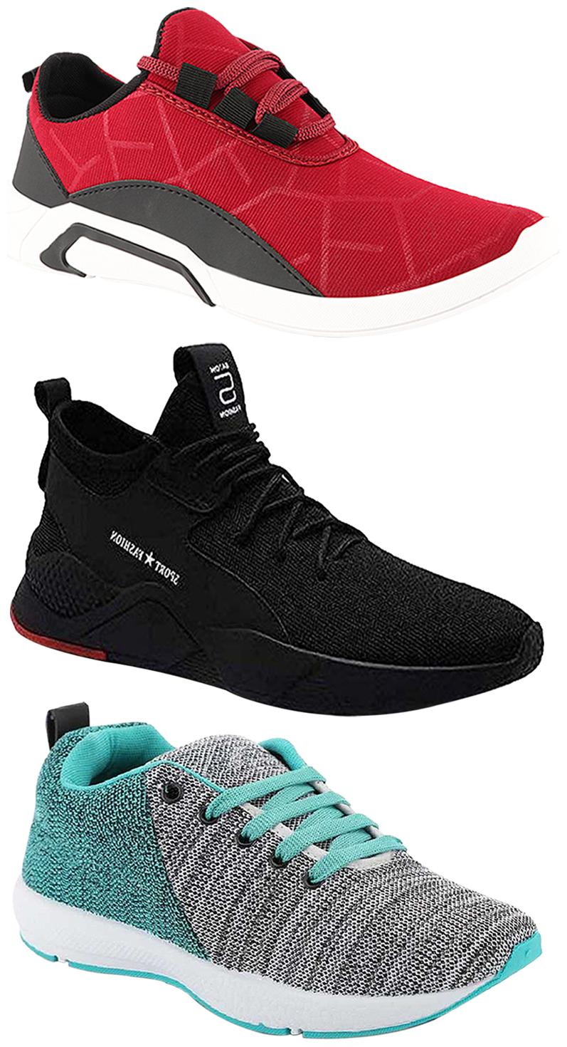 

Birde Men Multicolor Mesh Canvas Casual Sports Sneakers Runnning Shoes for Men s Boy s - UK10 (Combo of 3)