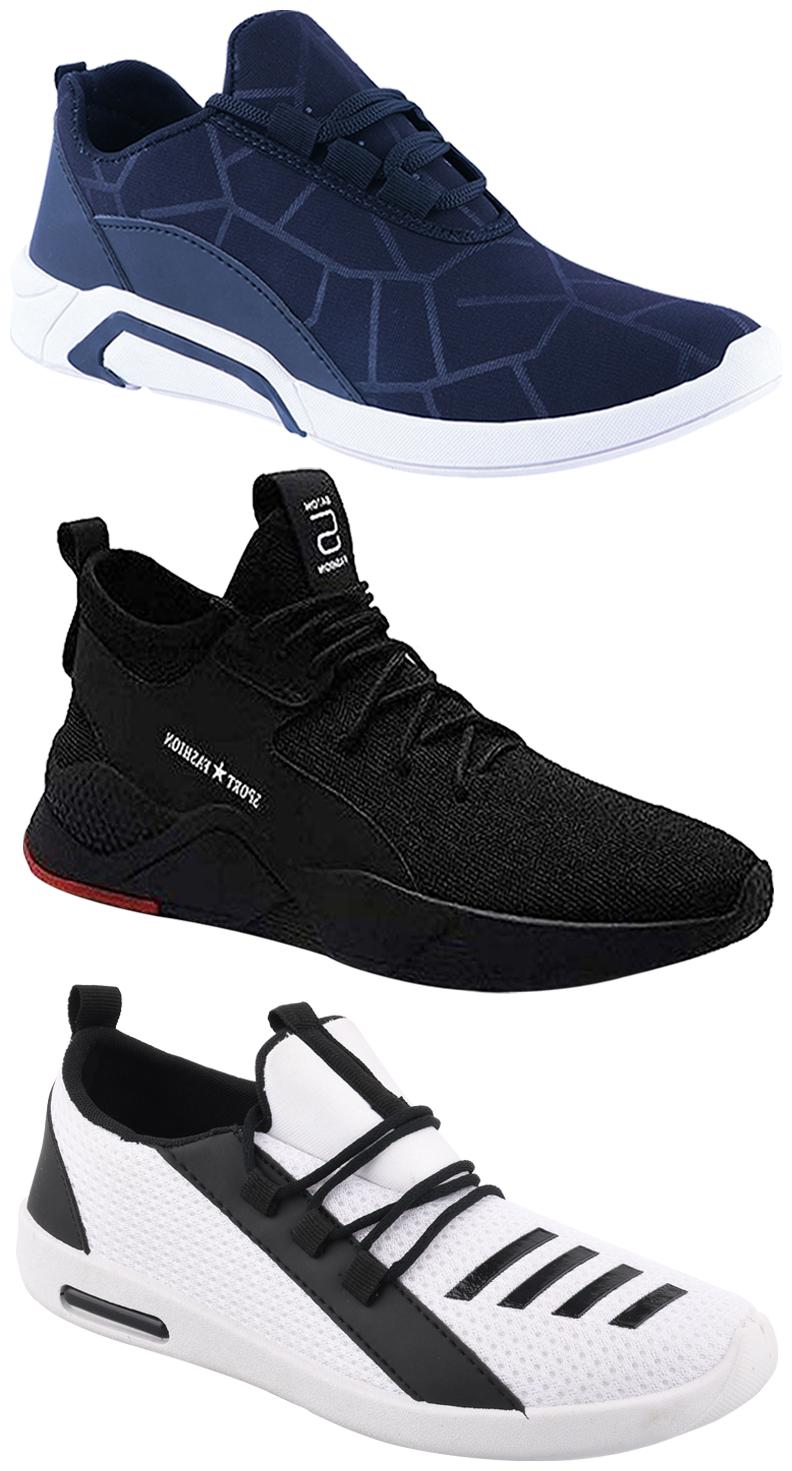 

Birde Men Multicolor Mesh Canvas Casual Sports Sneakers Runnning Shoes for Men s Boy s - UK9 (Combo of 3)