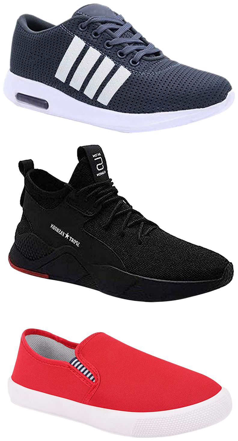 

Birde Men Multicolor Mesh Canvas Casual Sports Sneakers Runnning Shoes for Men s Boy s - UK9 (Combo of 3)