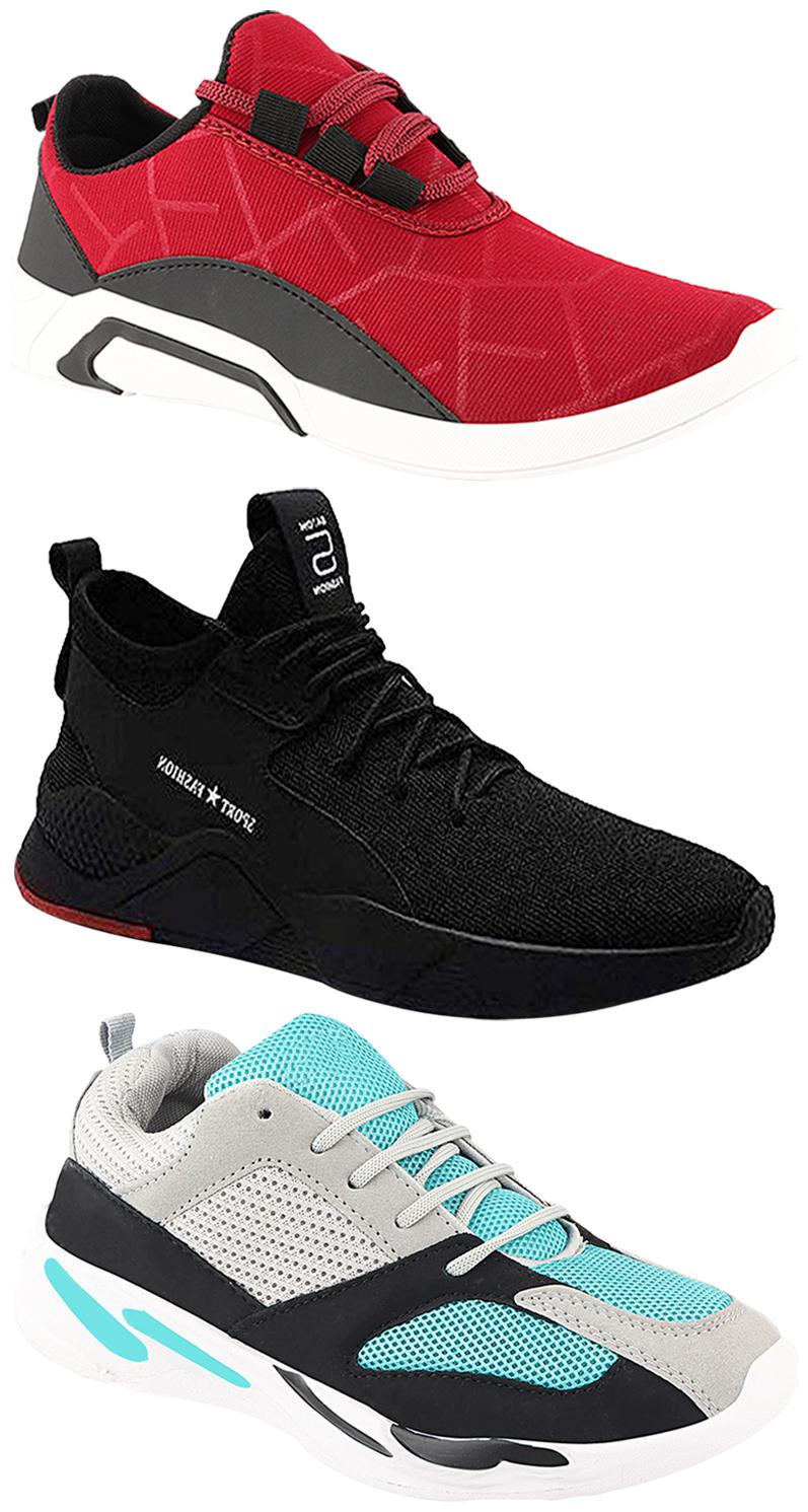 

Birde Men Multicolor Mesh Canvas Casual Sports Sneakers Runnning Shoes for Men s Boy s - UK7 (Combo of 3)