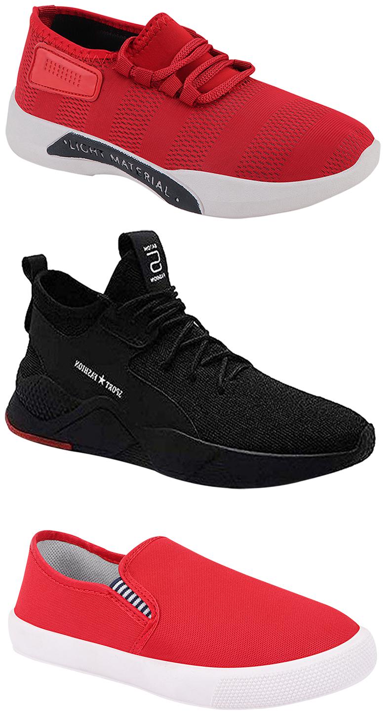 

Birde Men Multicolor Mesh Canvas Casual Sports Sneakers Runnning Shoes for Men s Boy s - UK7 (Combo of 3)
