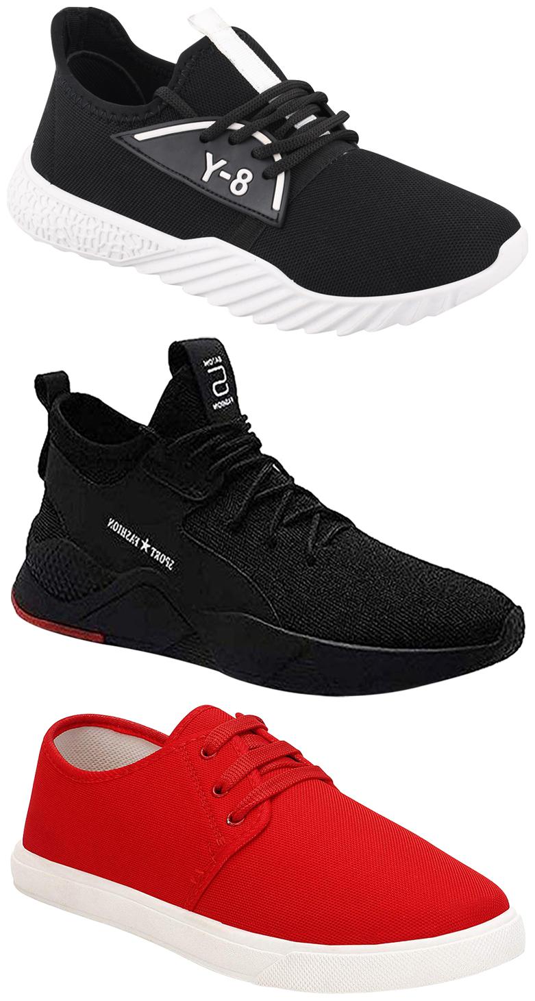 

Birde Men Multicolor Mesh Canvas Casual Sports Sneakers Runnning Shoes for Men s Boy s - UK10 (Combo of 3)