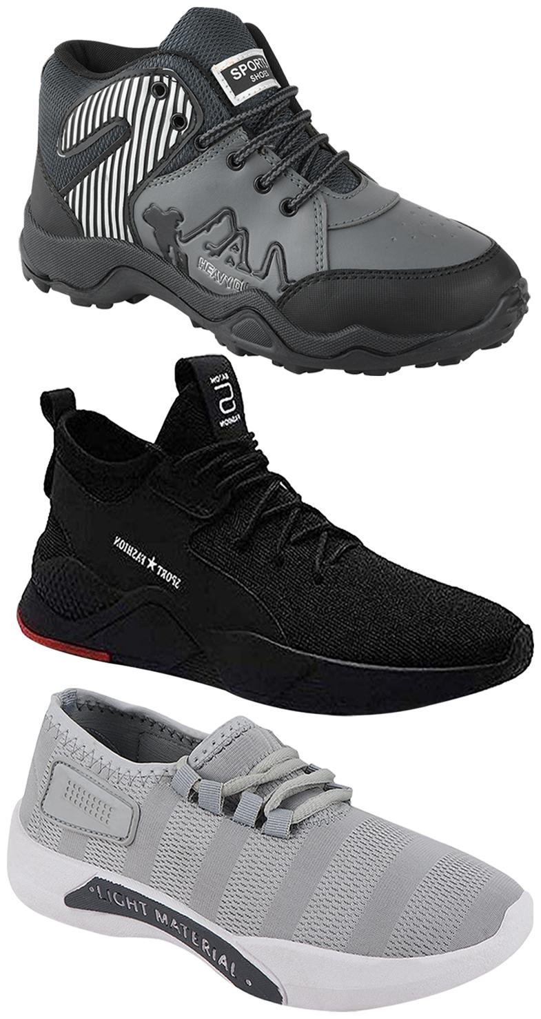 

Birde Men Multicolor Mesh Canvas Casual Sports Sneakers Runnning Shoes for Men s Boy s - UK9 (Combo of 3)