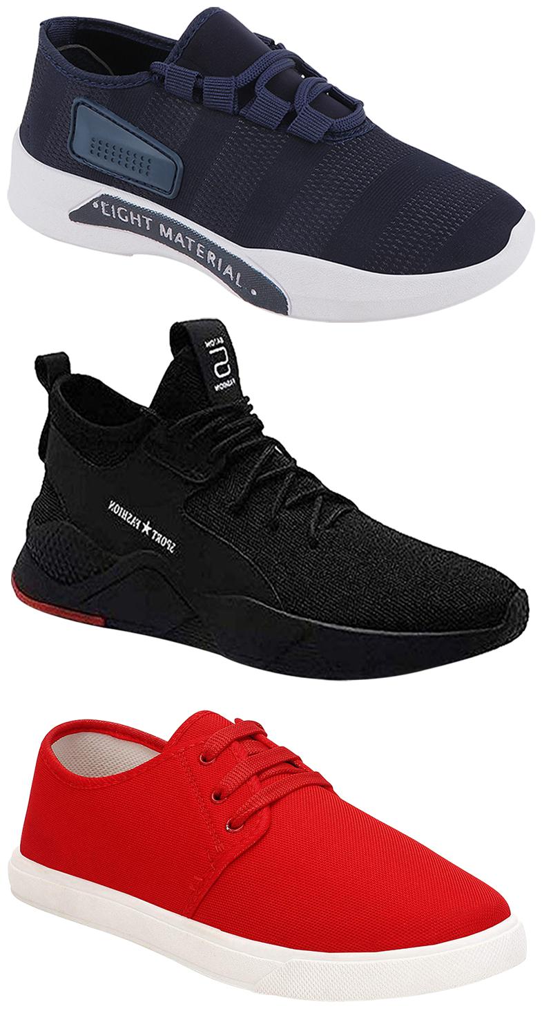 

Birde Men Multicolor Mesh Canvas Casual Sports Sneakers Runnning Shoes for Men s Boy s - UK9 (Combo of 3)