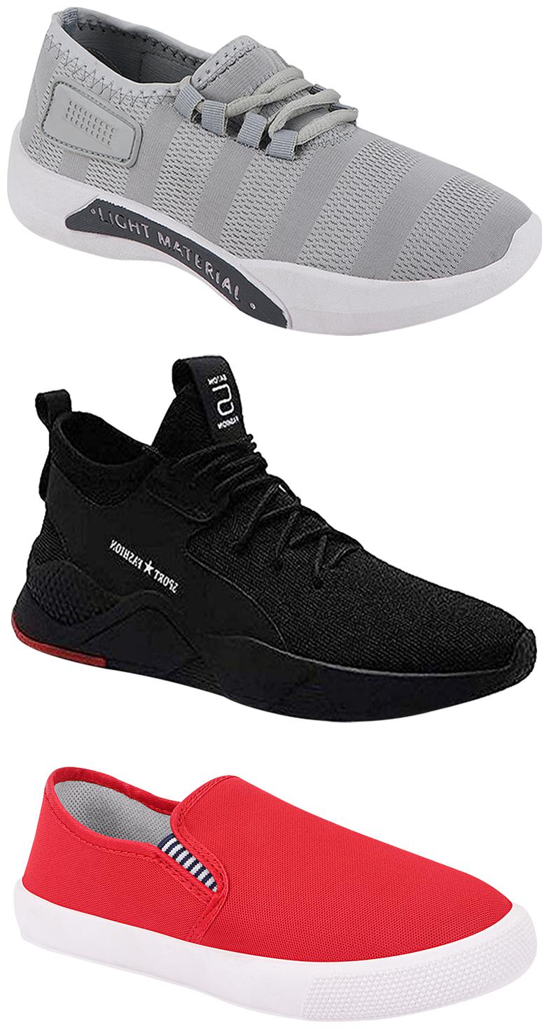 

Birde Men Multicolor Mesh Canvas Casual Sports Sneakers Runnning Shoes for Men s Boy s - UK6 (Combo of 3)
