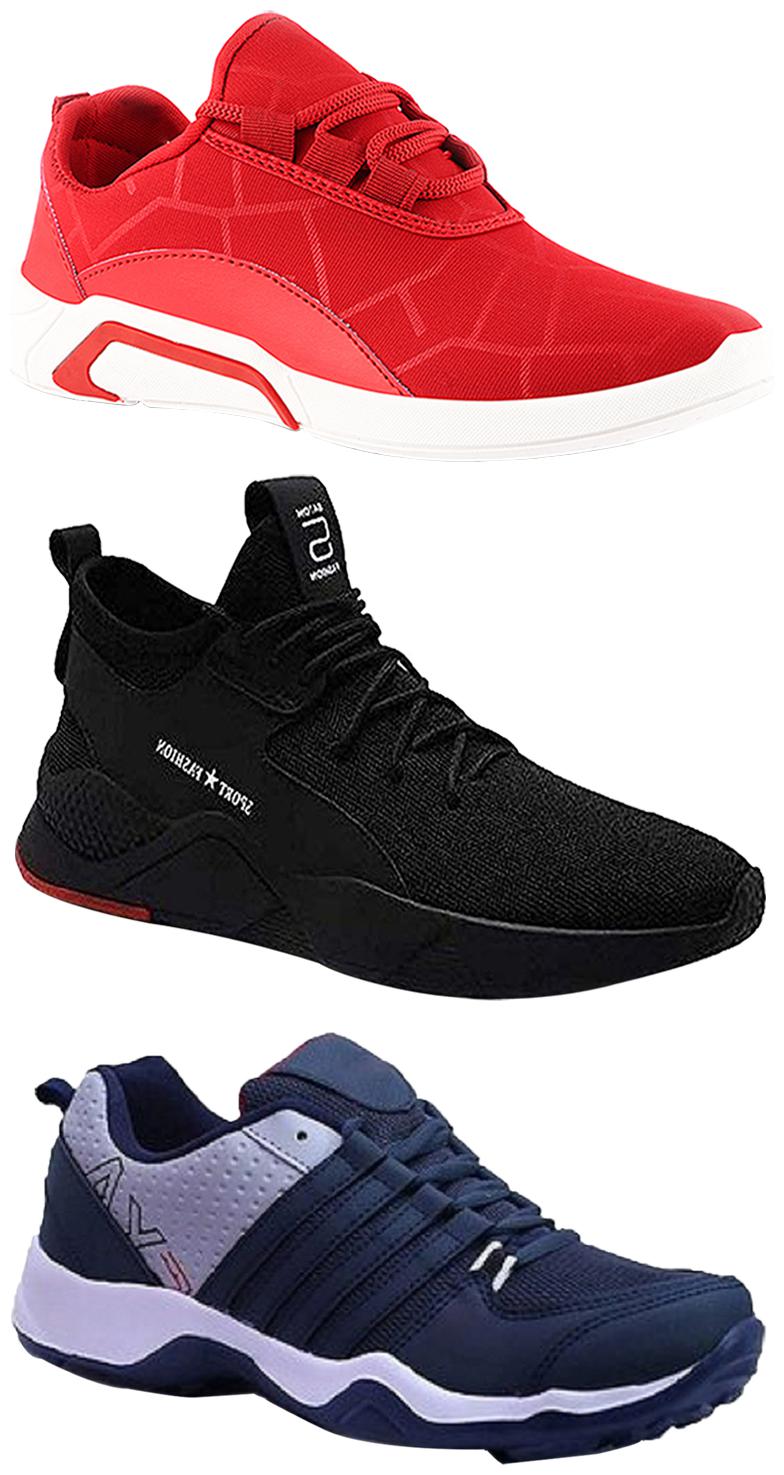 

Birde Men Multicolor Mesh Canvas Casual Sports Sneakers Runnning Shoes for Men s Boy s - UK7 (Combo of 3)