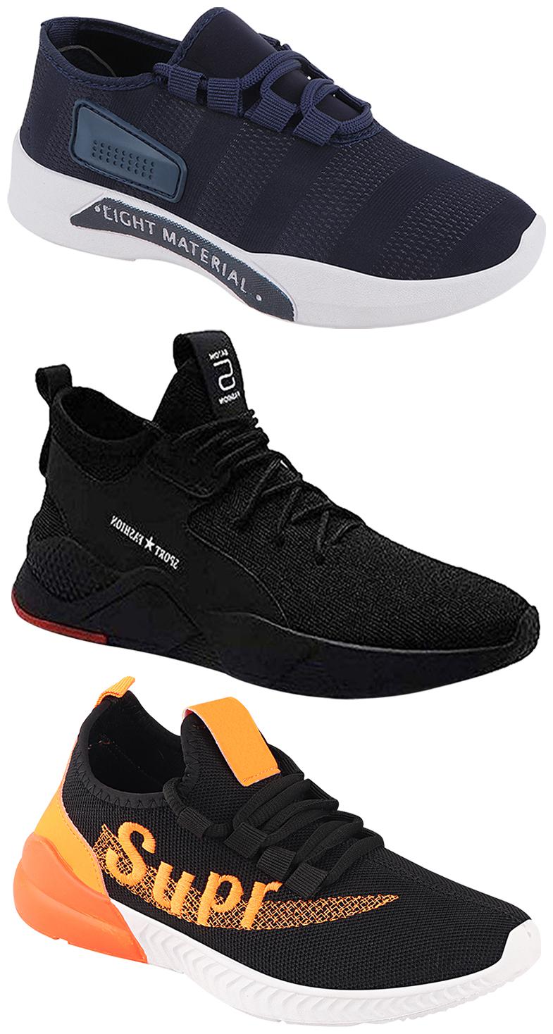 

Birde Men Multicolor Mesh Canvas Casual Sports Sneakers Runnning Shoes for Men s Boy s - UK10 (Combo of 3)