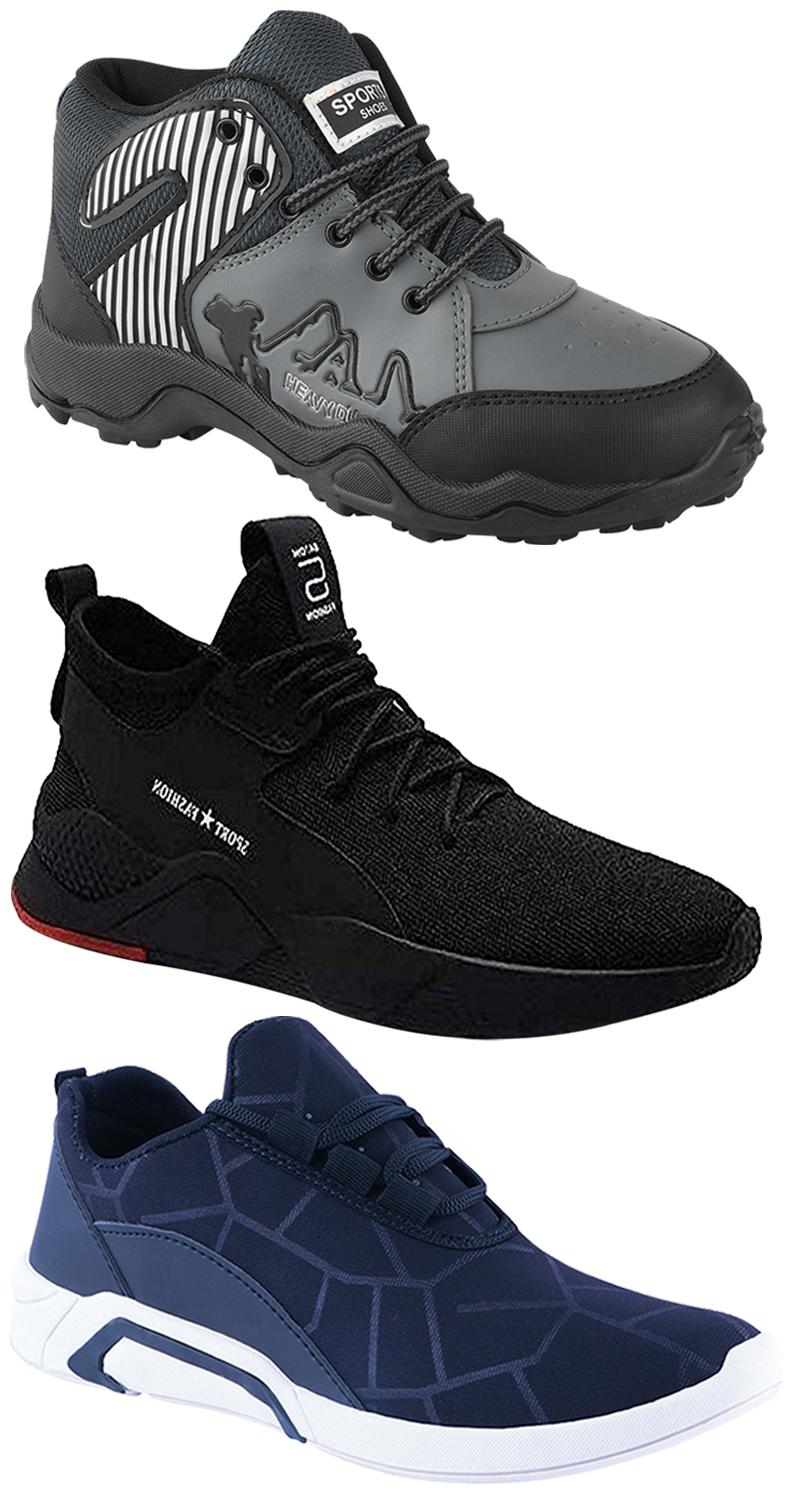 

Birde Men Multicolor Mesh Canvas Casual Sports Sneakers Runnning Shoes for Men s Boy s - UK9 (Combo of 3)