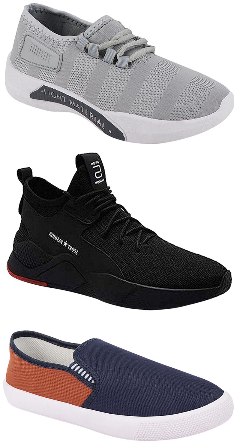 

Birde Men Multicolor Mesh Canvas Casual Sports Sneakers Runnning Shoes for Men s Boy s - UK7 (Combo of 3)