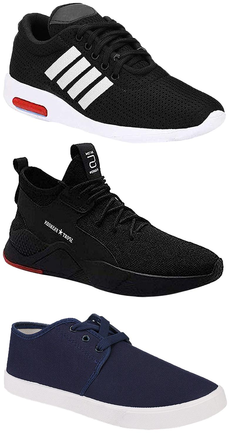 

Birde Men Multicolor Mesh Canvas Casual Sports Sneakers Runnning Shoes for Men s Boy s - UK9 (Combo of 3)