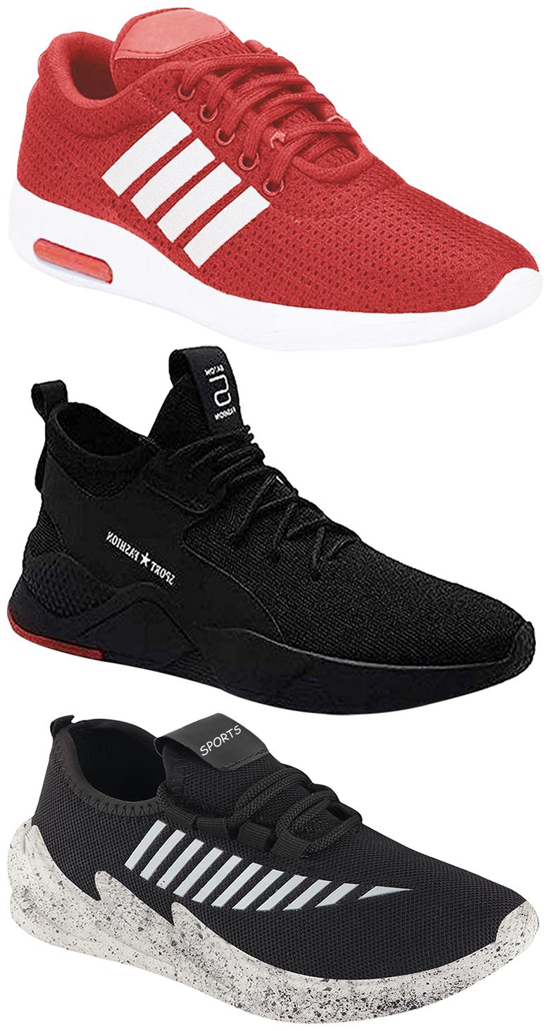 

Birde Men Multicolor Mesh Canvas Casual Sports Sneakers Runnning Shoes for Men s Boy s - UK7 (Combo of 3)