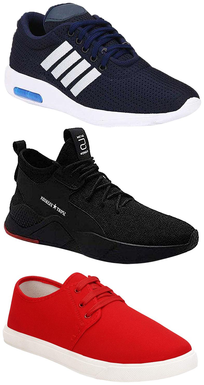 

Birde Men Multicolor Mesh Canvas Casual Sports Sneakers Runnning Shoes for Men s Boy s - UK9 (Combo of 3)