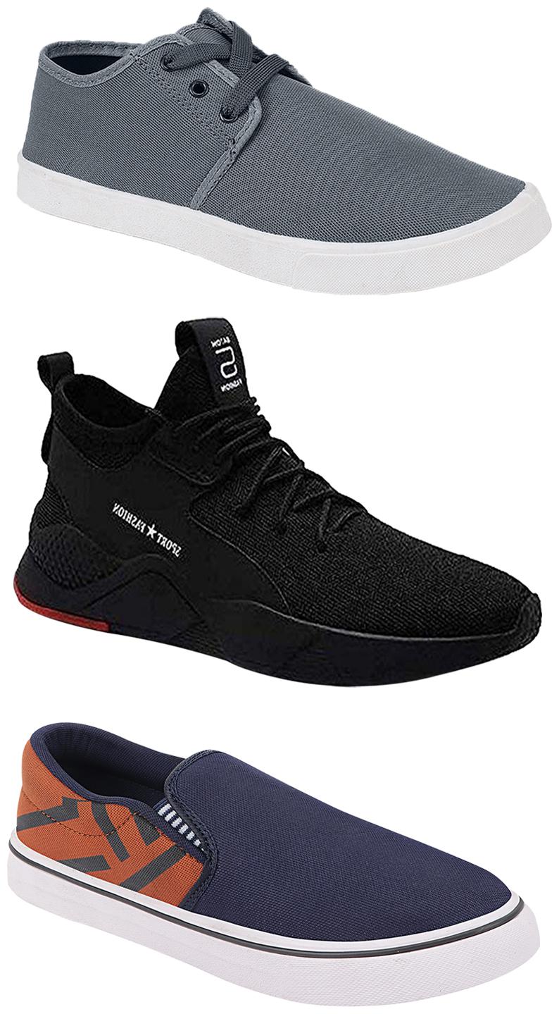 

Birde Men Multicolor Mesh Canvas Casual Sports Sneakers Runnning Shoes for Men s Boy s - UK8 (Combo of 3)