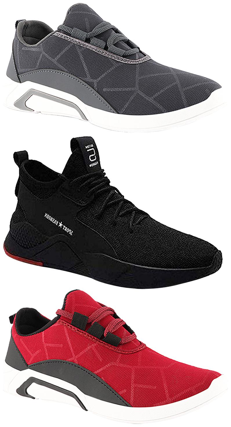 

Birde Men Multicolor Mesh Canvas Casual Sports Sneakers Runnning Shoes for Men s Boy s - UK10 (Combo of 3)