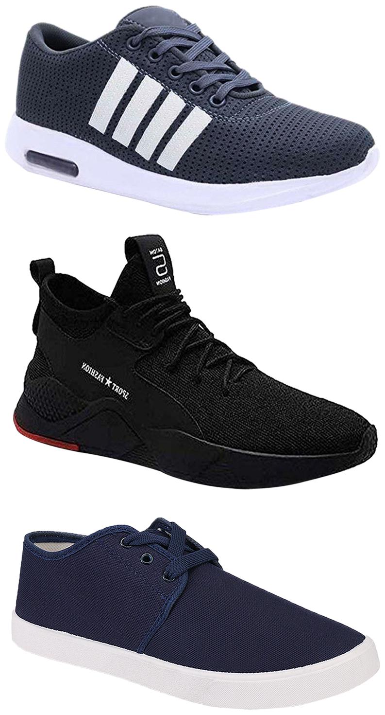 

Birde Men Multicolor Mesh Canvas Casual Sports Sneakers Runnning Shoes for Men s Boy s - UK6 (Combo of 3)