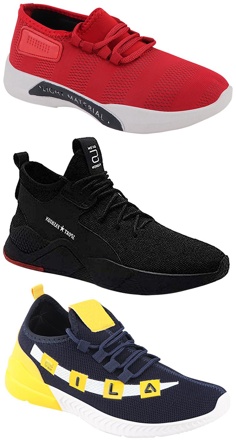 

Birde Men Multicolor Mesh Canvas Casual Sports Sneakers Runnning Shoes for Men s Boy s - UK10 (Combo of 3)
