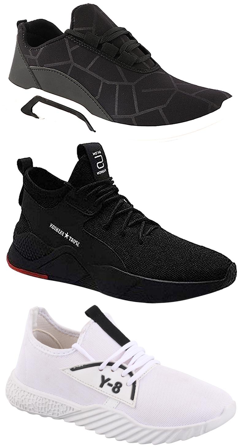 

Birde Men Multicolor Mesh Canvas Casual Sports Sneakers Runnning Shoes for Men s Boy s - UK8 (Combo of 3)