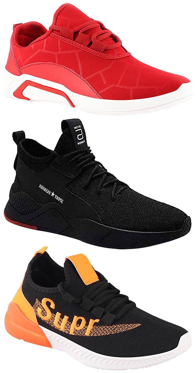 

Birde Men Multicolor Mesh Canvas Casual Sports Sneakers Runnning Shoes for Men s Boy s - UK6 (Combo of 3)