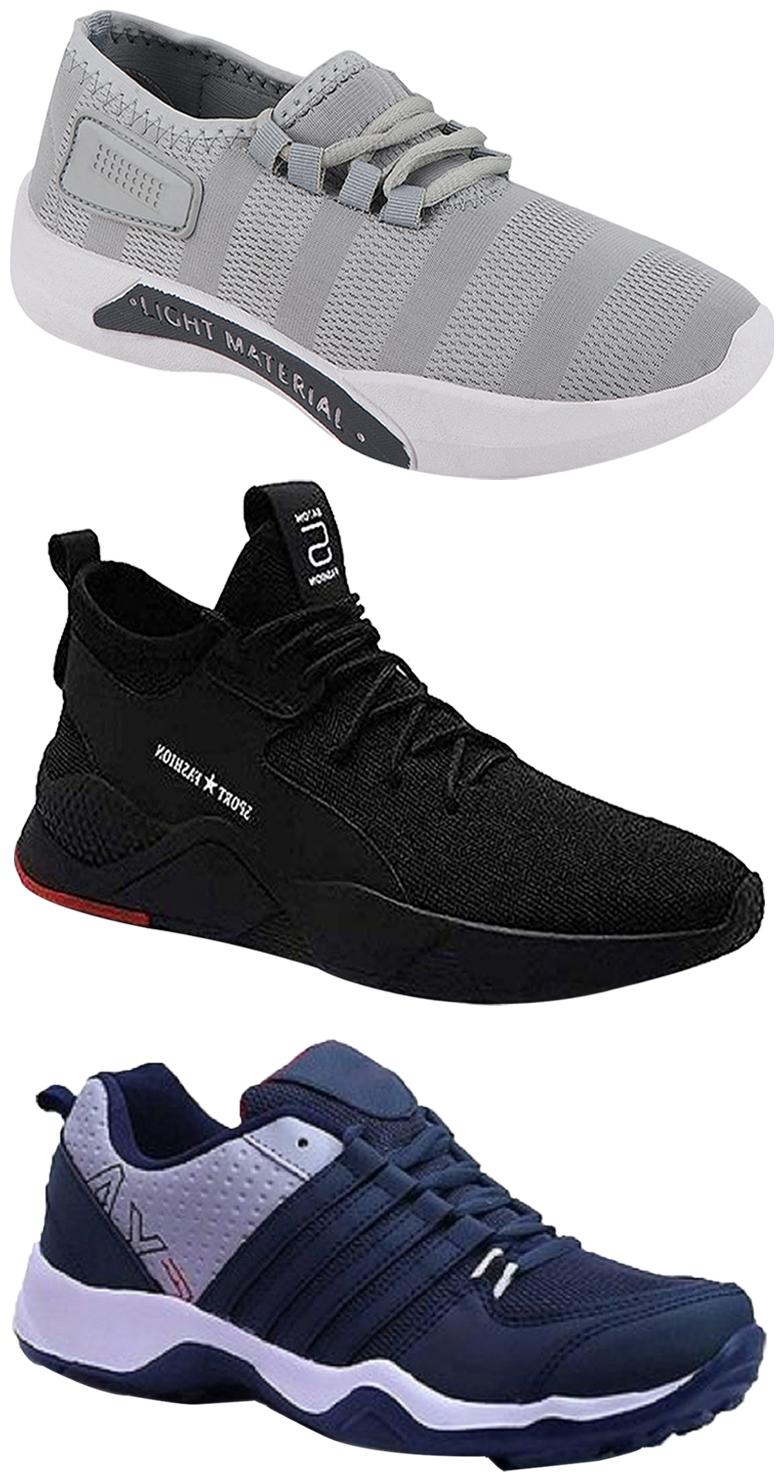 

Birde Men Multicolor Mesh Canvas Casual Sports Sneakers Runnning Shoes for Men s Boy s - UK10 (Combo of 3)