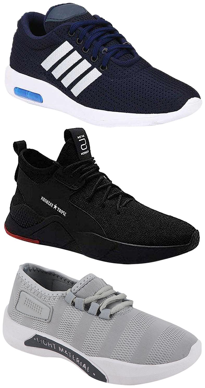 

Birde Men Multicolor Mesh Canvas Casual Sports Sneakers Runnning Shoes for Men s Boy s - UK8 (Combo of 3)