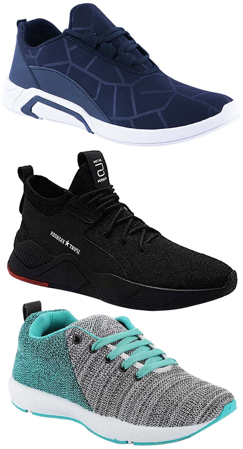 

Birde Men Multicolor Mesh Canvas Casual Sports Sneakers Runnning Shoes for Men s Boy s - UK8 (Combo of 3)