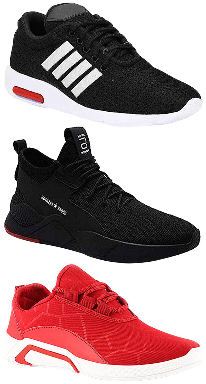 

Birde Men Multicolor Mesh Canvas Casual Sports Sneakers Runnning Shoes for Men s Boy s - UK8 (Combo of 3)