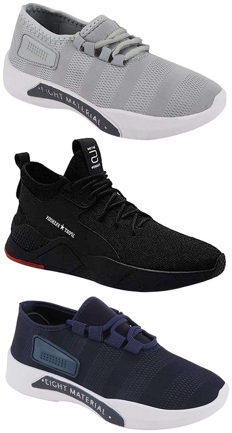 

Birde Men Multicolor Mesh Canvas Casual Sports Sneakers Runnning Shoes for Men s Boy s - UK10 (Combo of 3)