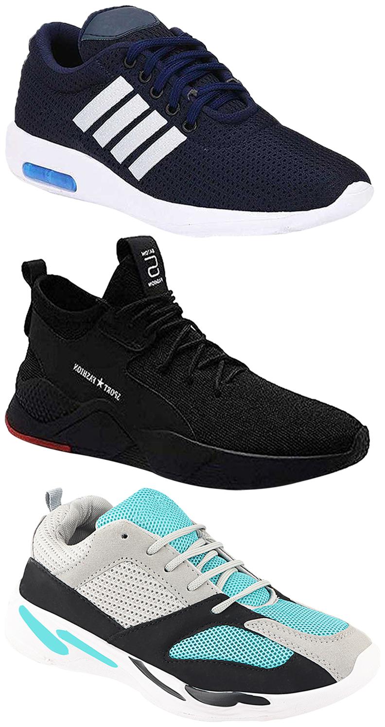 

Birde Men Multicolor Mesh Canvas Casual Sports Sneakers Runnning Shoes for Men s Boy s - UK10 (Combo of 3)
