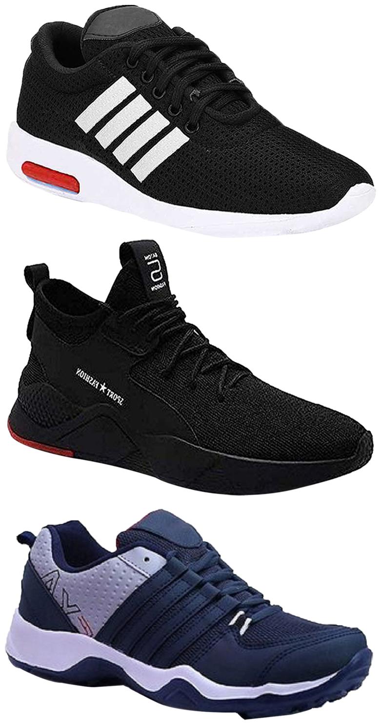 

Birde Men Multicolor Mesh Canvas Casual Sports Sneakers Runnning Shoes for Men s Boy s - UK10 (Combo of 3)