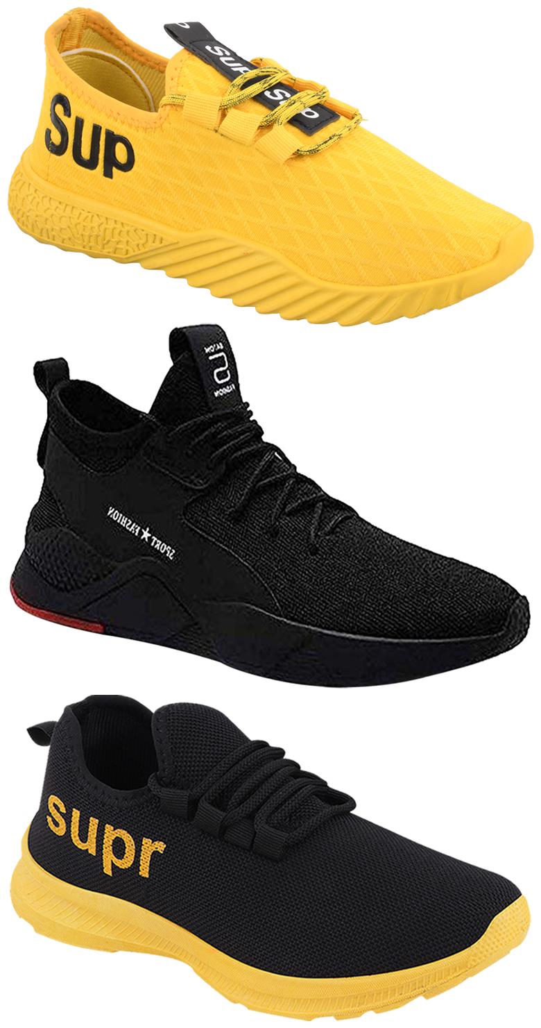 

Birde Men Multicolor Mesh Canvas Casual Sports Sneakers Runnning Shoes for Men s Boy s - UK7 (Combo of 3)