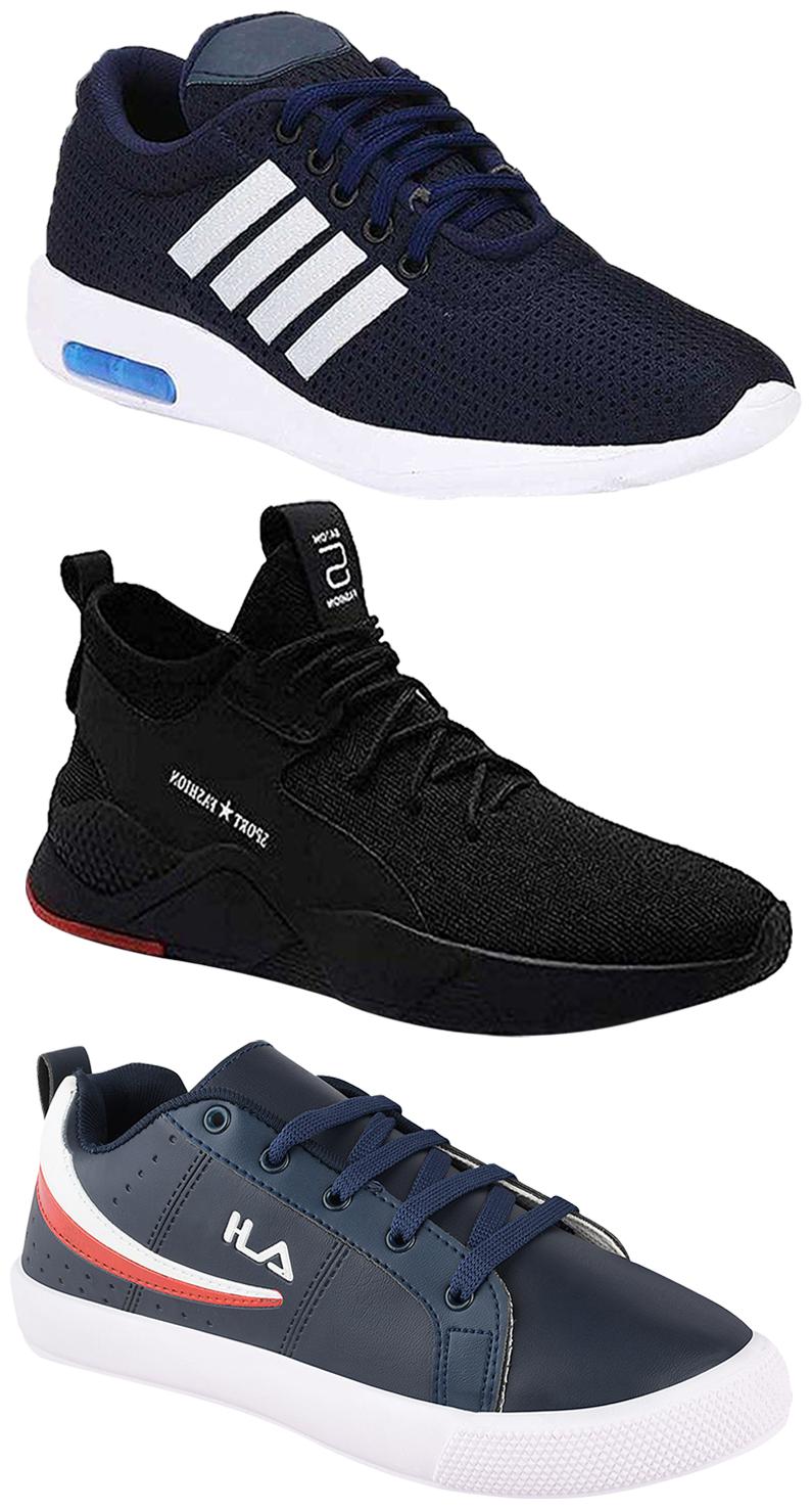 

Birde Men Multicolor Mesh Canvas Casual Sports Sneakers Runnning Shoes for Men s Boy s - UK7 (Combo of 3)