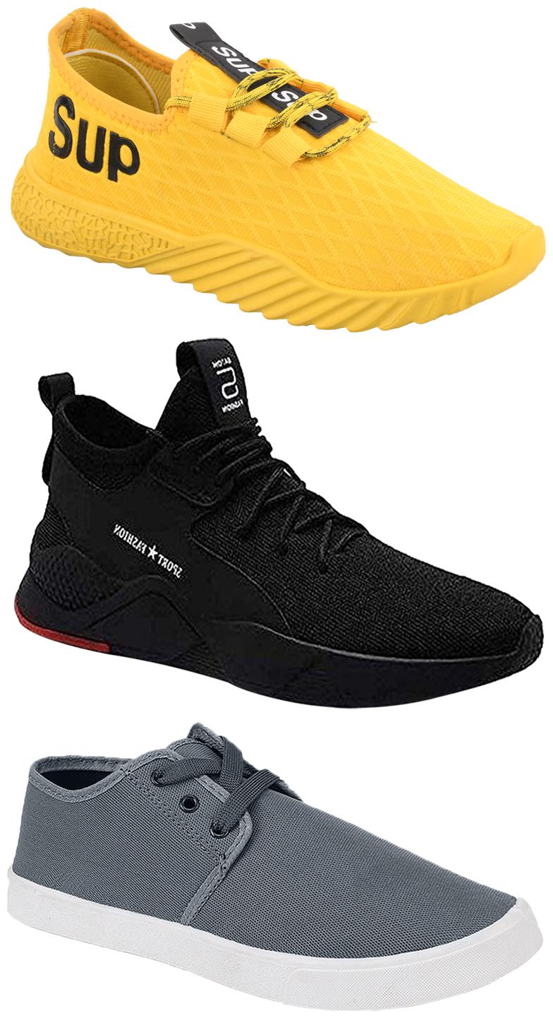 

Birde Men Multicolor Mesh Canvas Casual Sports Sneakers Runnning Shoes for Men s Boy s - UK9 (Combo of 3)