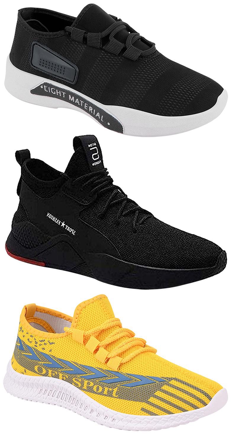 

Birde Men Multicolor Mesh Canvas Casual Sports Sneakers Runnning Shoes for Men s Boy s - UK8 (Combo of 3)