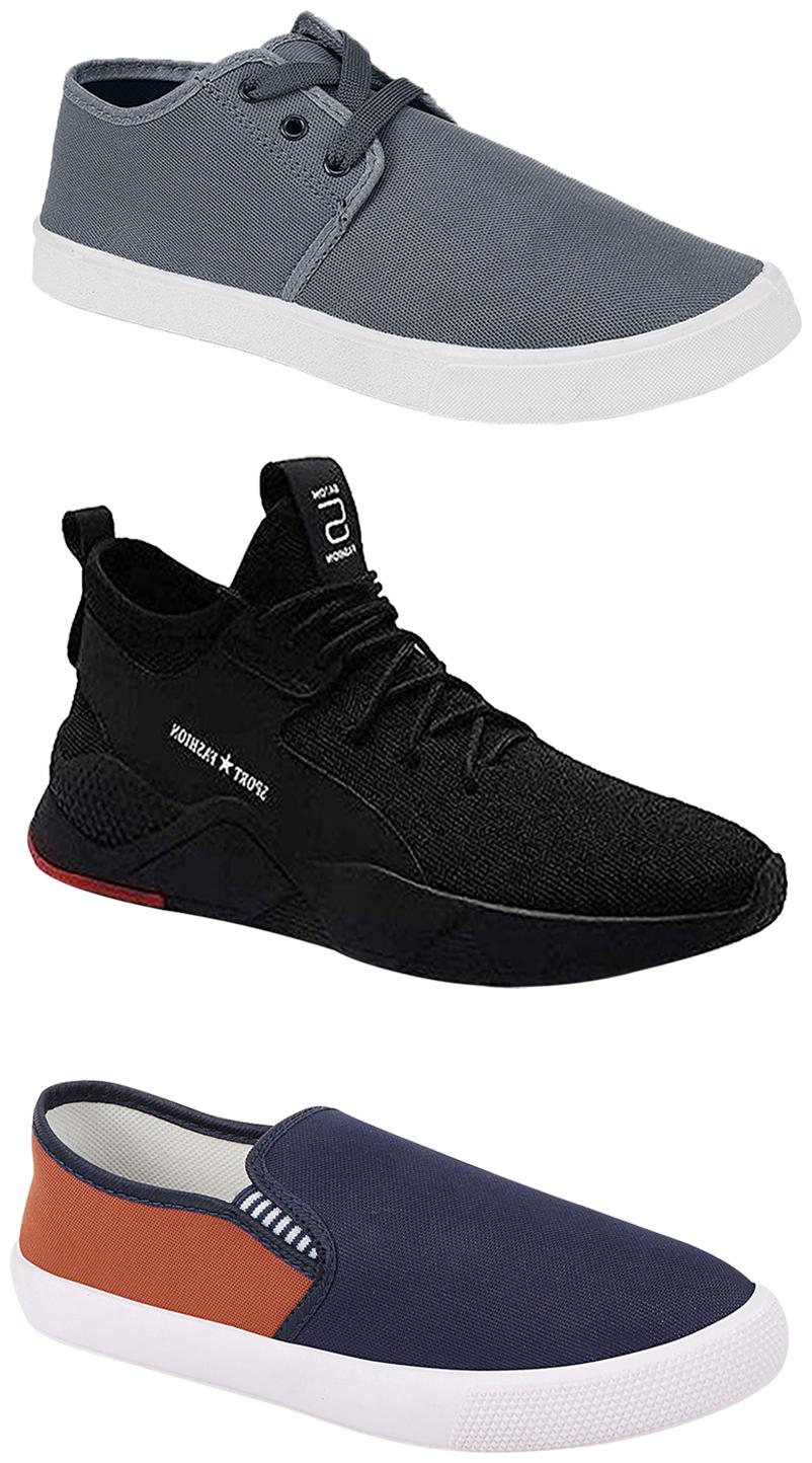 

Birde Men Multicolor Mesh Canvas Casual Sports Sneakers Runnning Shoes for Men s Boy s - UK7 (Combo of 3)